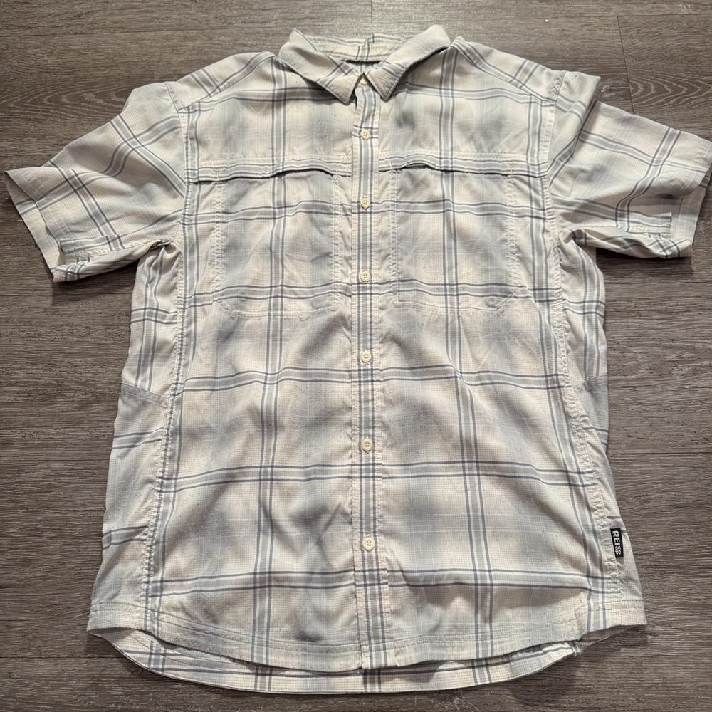 REI Coop Shirt Mens Small Plaid Short Sleeve Vented Hiking Lightweight Button Up